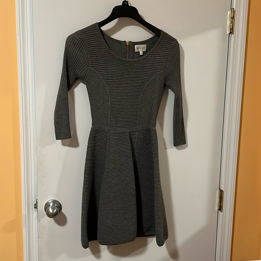 New Gray 3/4 Sleeve Warm Dress Size P by Milly